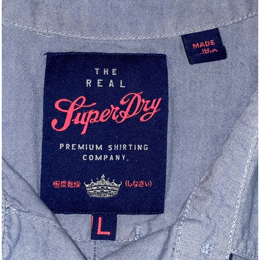 Superdry Womens‎ Long Sleeve Shirt L Madison Blue Embroidered Denim Button - Picture 3 of 11